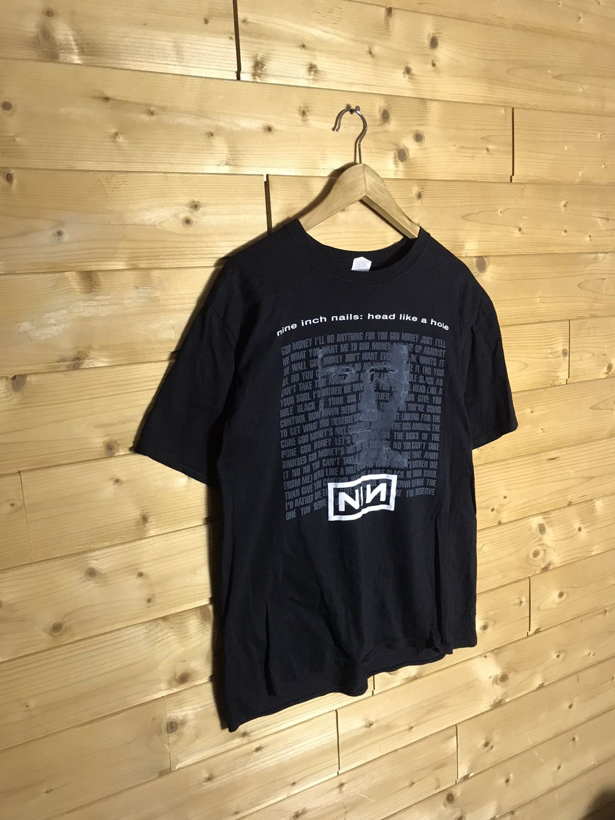NINE INCHI NAILS Band T-shirt (Men's size L) cotton black type Vintage Second Hand