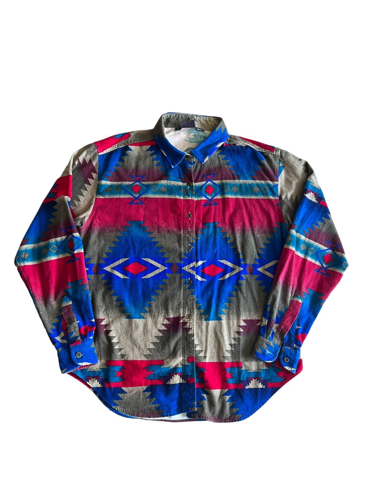 Vintage × Woolrich Woolen Mills Vintage Navajo Pattern Woolrich Button Up Shirt Made In USA Size US XL / EU 56 / 4 - 4 Thumbnail