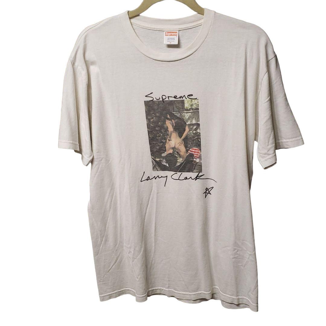 Supreme x Larry Clark FW26 collaboration piece photographed for a Grailed resale listing, featuring a Tulsa-era Larry Clark photograph applied to Supreme apparel