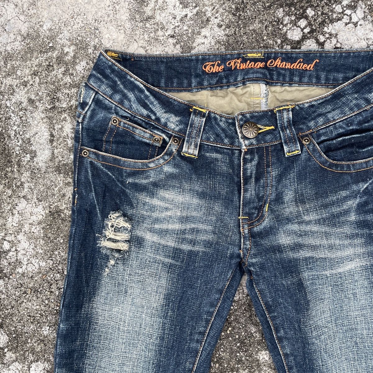 Other Vintage Sky Bomber Distressed Denim Jeans Size 30" / US 8 / IT 44 - 3 Thumbnail