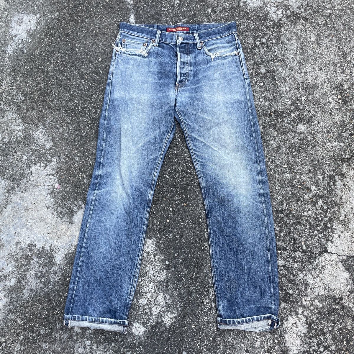 Japanese Brand Vintage Japanese Brand Distressed Red Line Denim Jeans Size US 31 - 1 Thumbnail