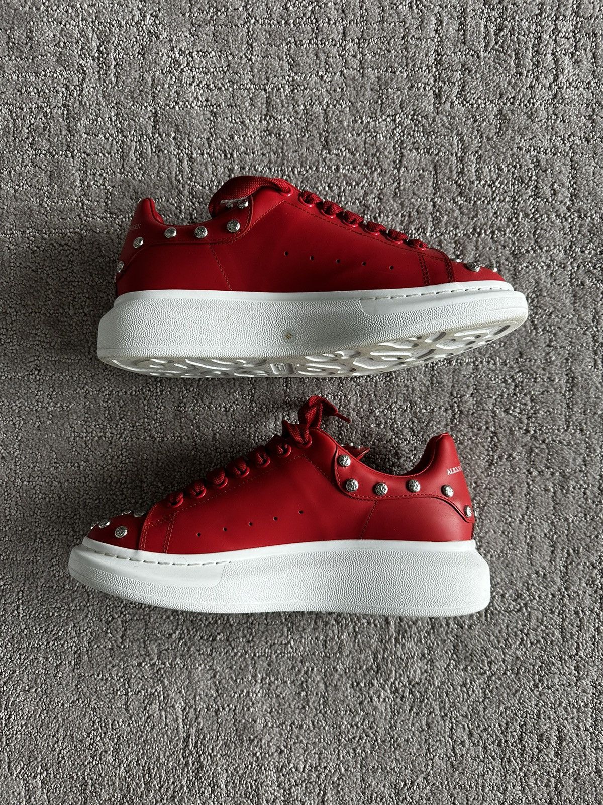 Alexander McQueen Alexander McQueen Red Studded Oversized Sneakers Grailed