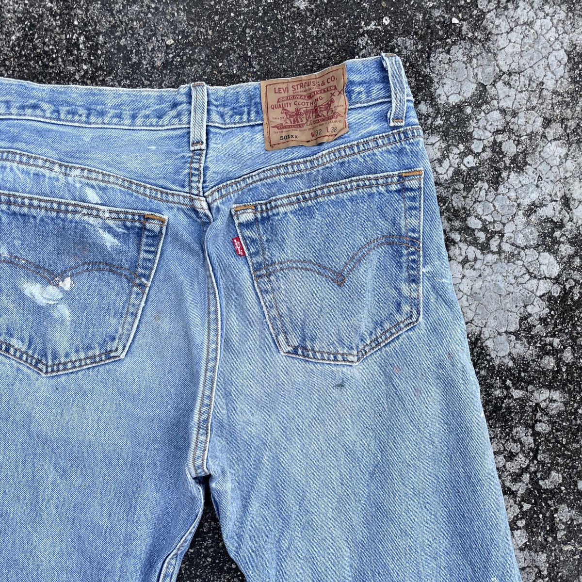 Levi's Vintage 90s Levis 501 32X38 Distressed Denim Jeans Size US 30 / EU 46 - 9 Thumbnail