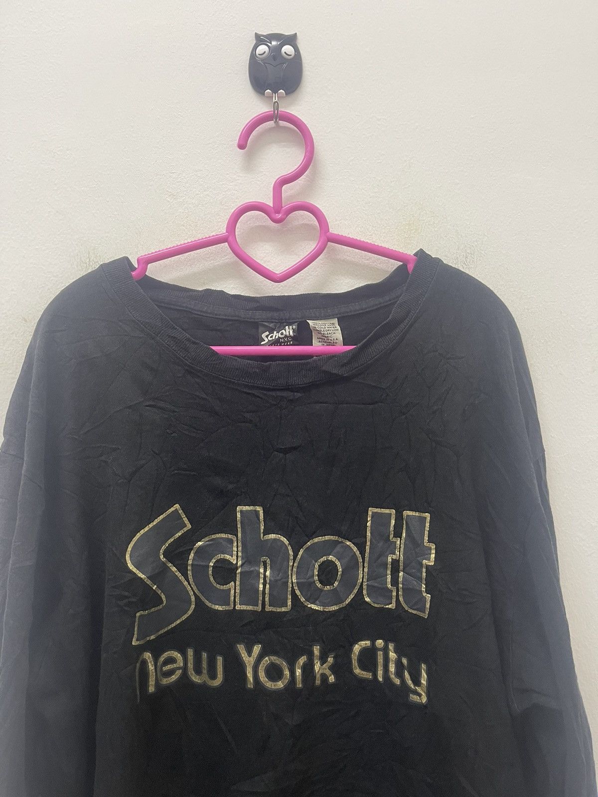 Schott Rare Vintage SCHOTT New York City Spell Out Thrashed Size US XL / EU 56 / 4 - 2 Thumbnail