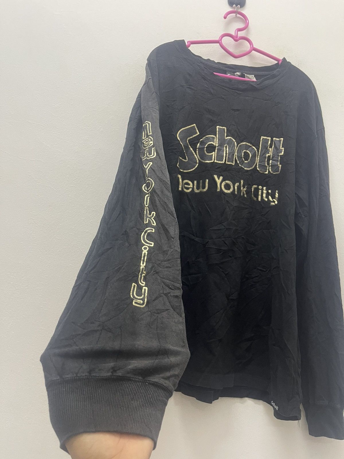 Schott Rare Vintage SCHOTT New York City Spell Out Thrashed Size US XL / EU 56 / 4 - 4 Thumbnail