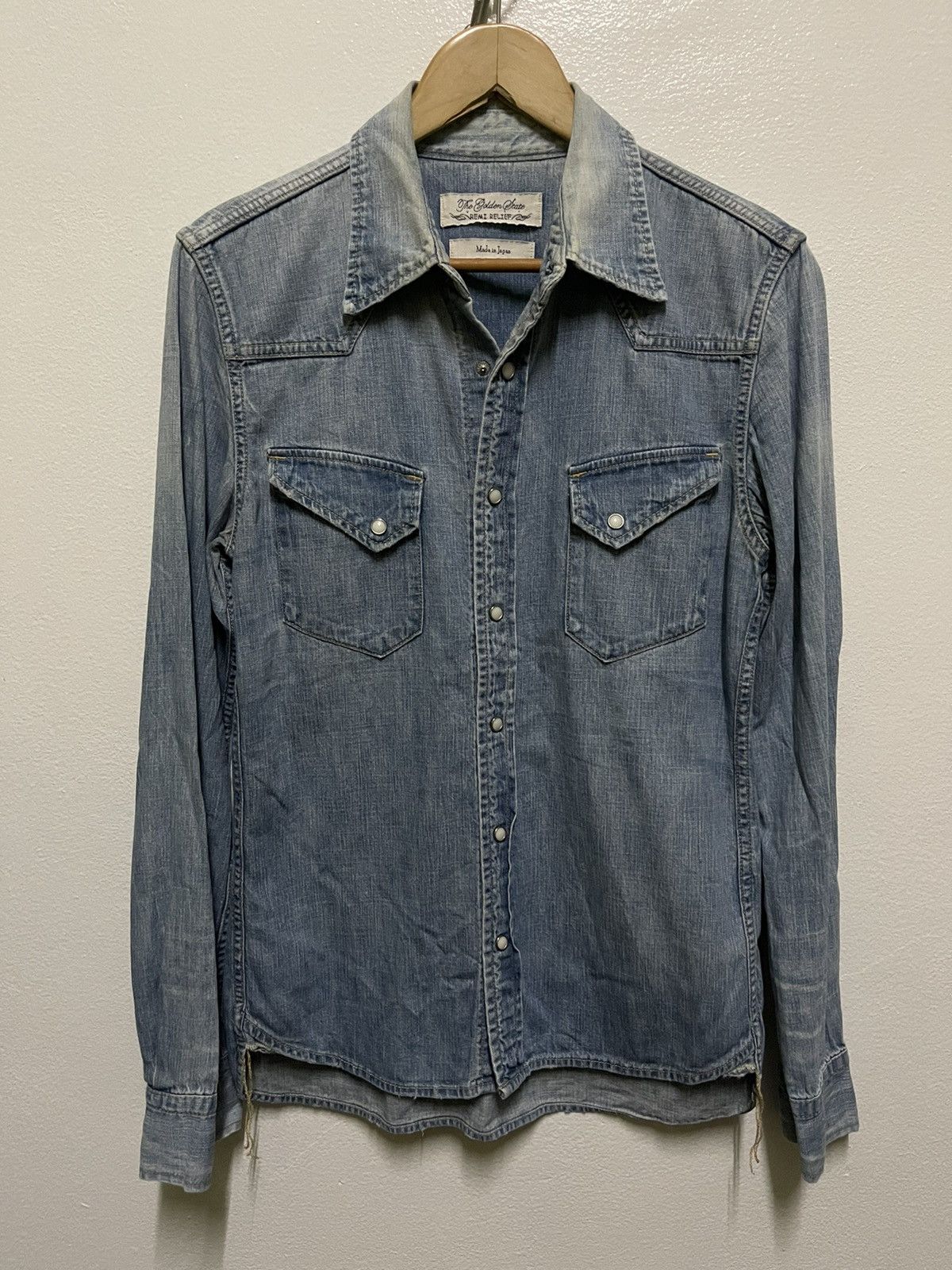 Japanese Brand Remi Relief Western Shirt Faded Distressed Snap Button Size US M / EU 48-50 / 2 - 1 Thumbnail
