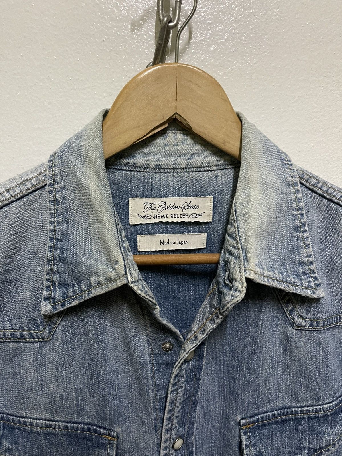 Japanese Brand Remi Relief Western Shirt Faded Distressed Snap Button Size US M / EU 48-50 / 2 - 2 Thumbnail
