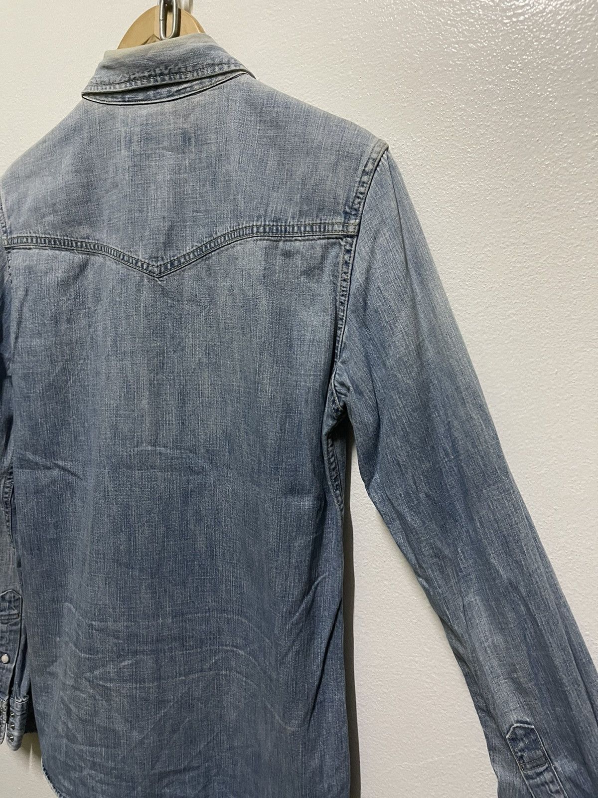 Japanese Brand Remi Relief Western Shirt Faded Distressed Snap Button Size US M / EU 48-50 / 2 - 12 Thumbnail