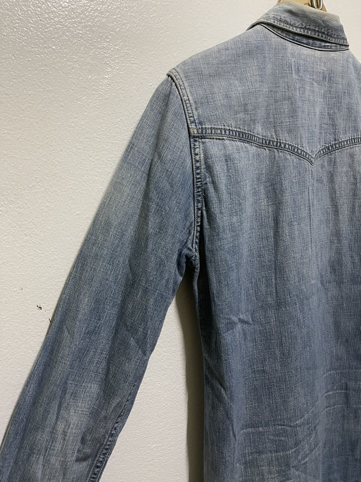Japanese Brand Remi Relief Western Shirt Faded Distressed Snap Button Size US M / EU 48-50 / 2 - 10 Thumbnail
