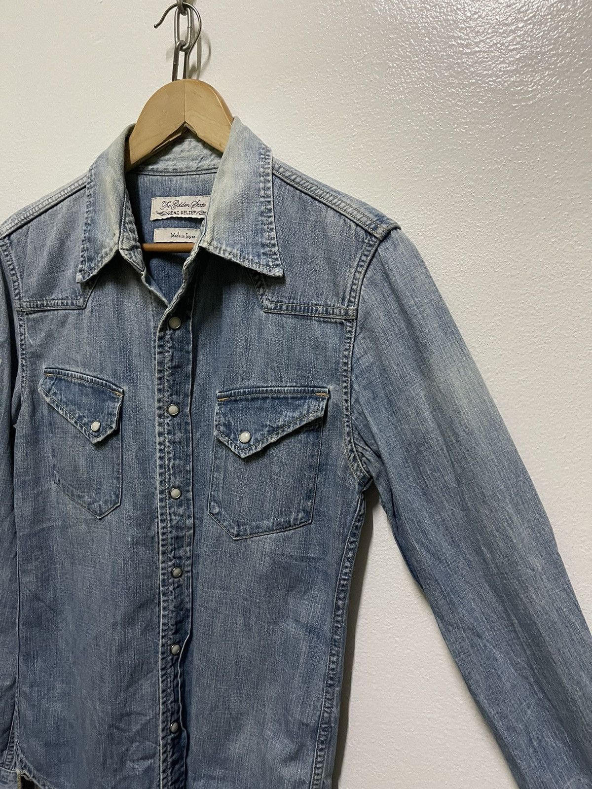 Japanese Brand Remi Relief Western Shirt Faded Distressed Snap Button Size US M / EU 48-50 / 2 - 5 Thumbnail