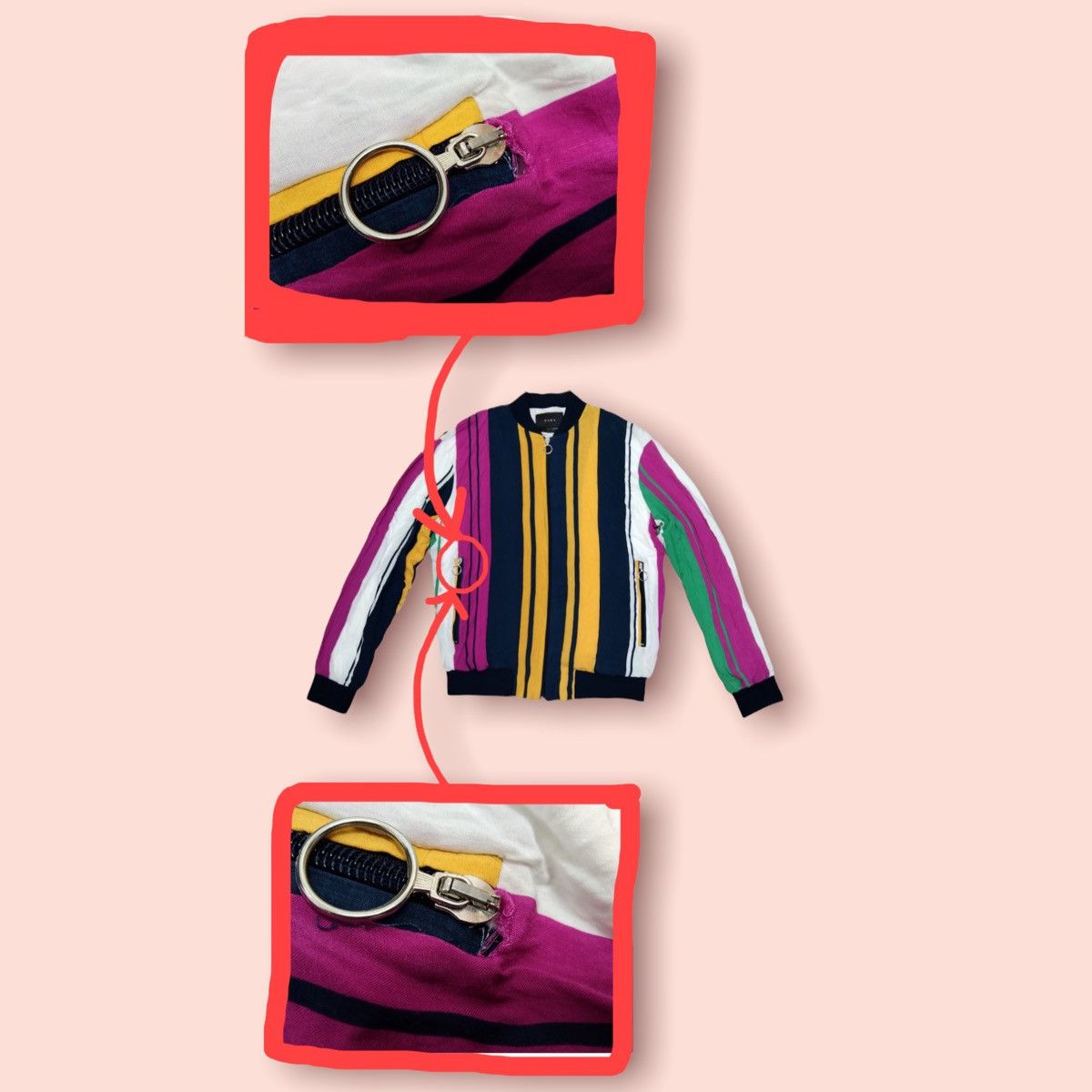 Zara DOPE🔥ZARA VERTICAL COLOUR STRIPES BOMBER JACKET Size US L / EU 52-54 / 3 - 10 Thumbnail