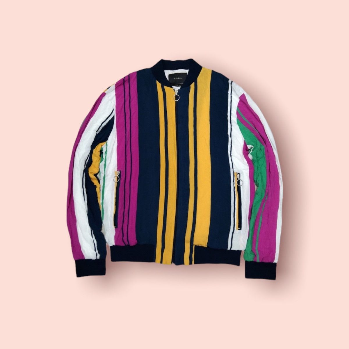 Zara DOPE🔥ZARA VERTICAL COLOUR STRIPES BOMBER JACKET Size US L / EU 52-54 / 3 - 16 Thumbnail