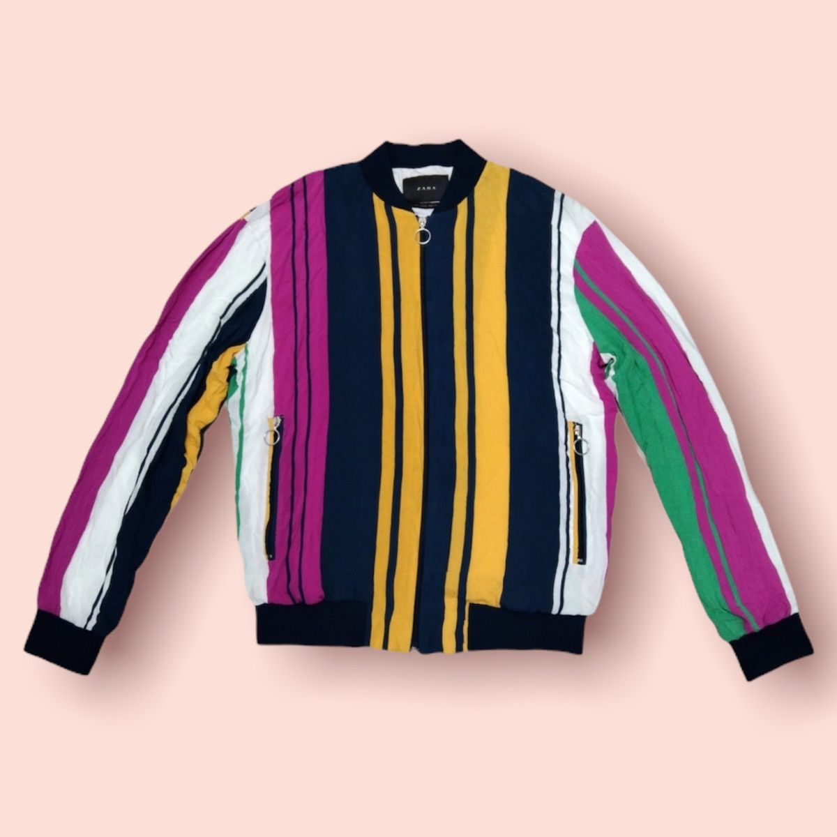 Zara DOPE🔥ZARA VERTICAL COLOUR STRIPES BOMBER JACKET Size US L / EU 52-54 / 3 - 15 Thumbnail