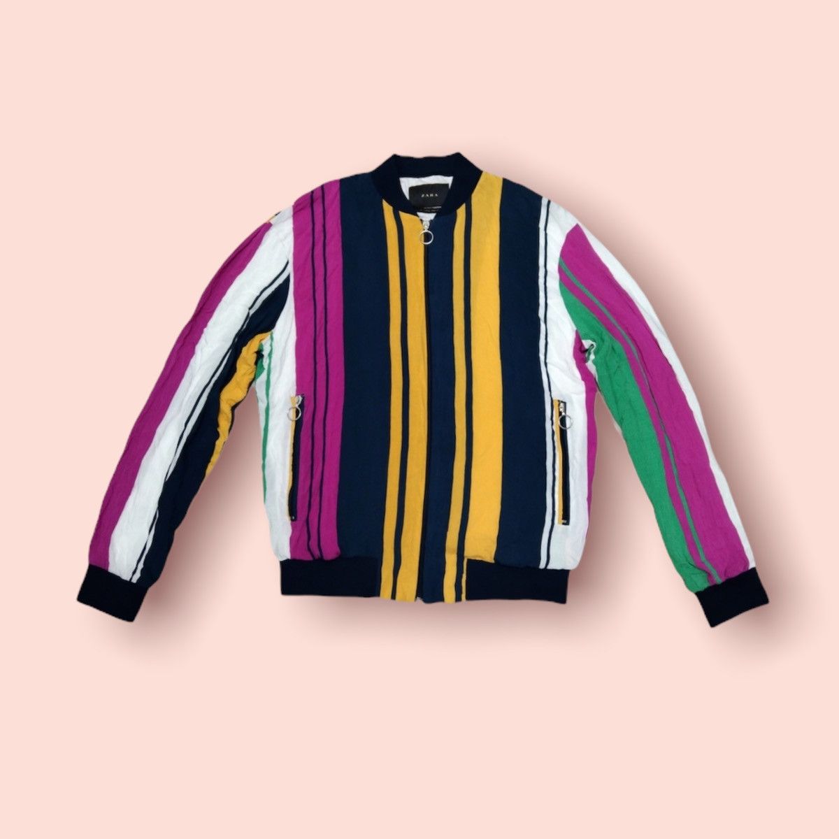 Zara DOPE🔥ZARA VERTICAL COLOUR STRIPES BOMBER JACKET Size US L / EU 52-54 / 3 - 2 Thumbnail