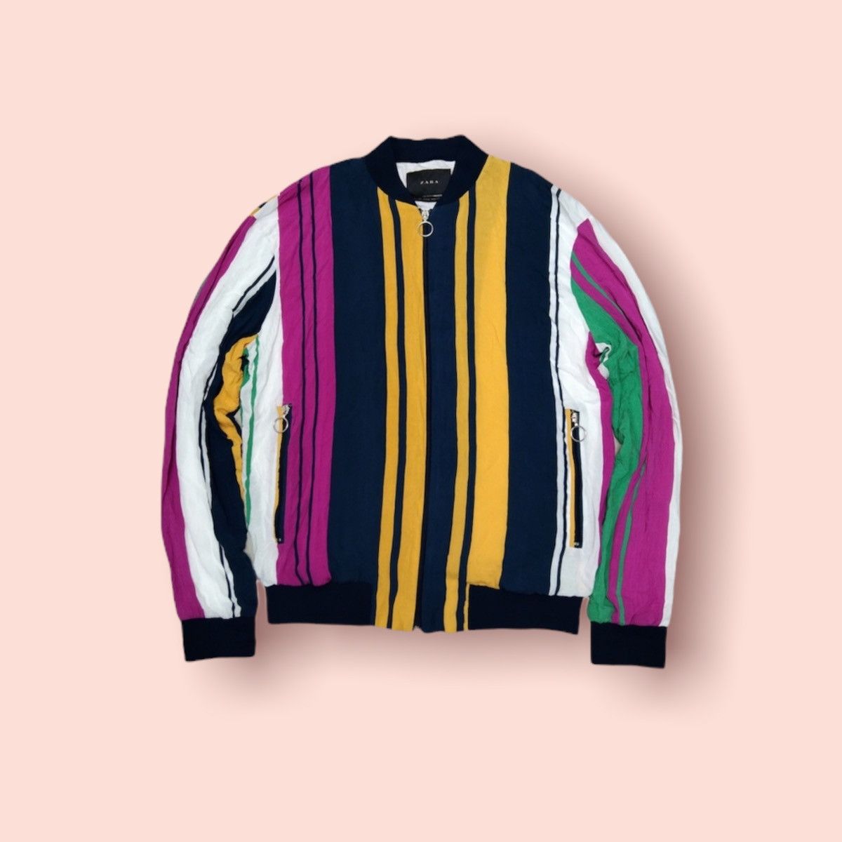 image of Dopezara Vertical Colour Stripes Bomber Jacket, Men's (Size Large)