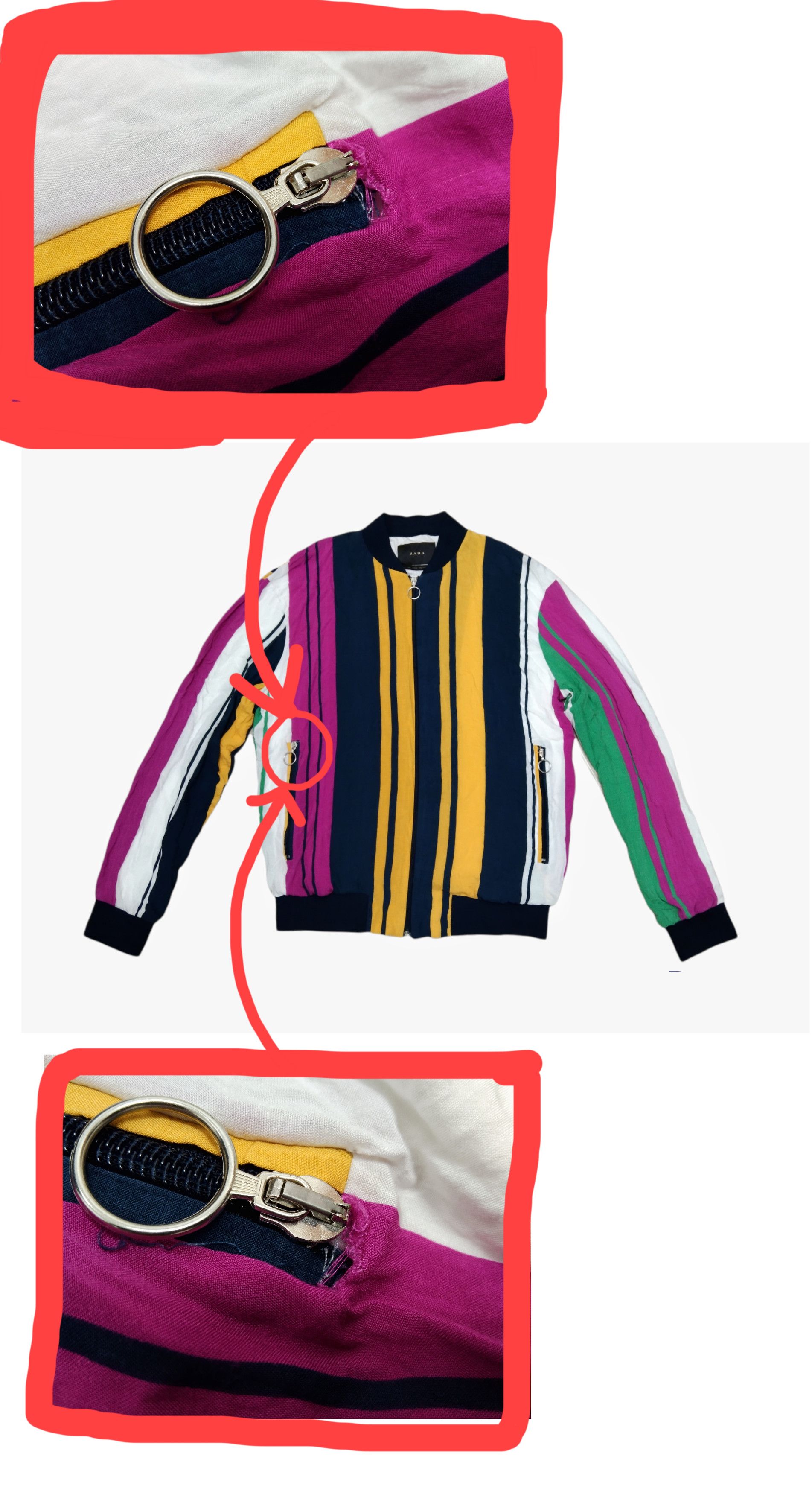 Zara DOPE🔥ZARA VERTICAL COLOUR STRIPES BOMBER JACKET Size US L / EU 52-54 / 3 - 11 Thumbnail