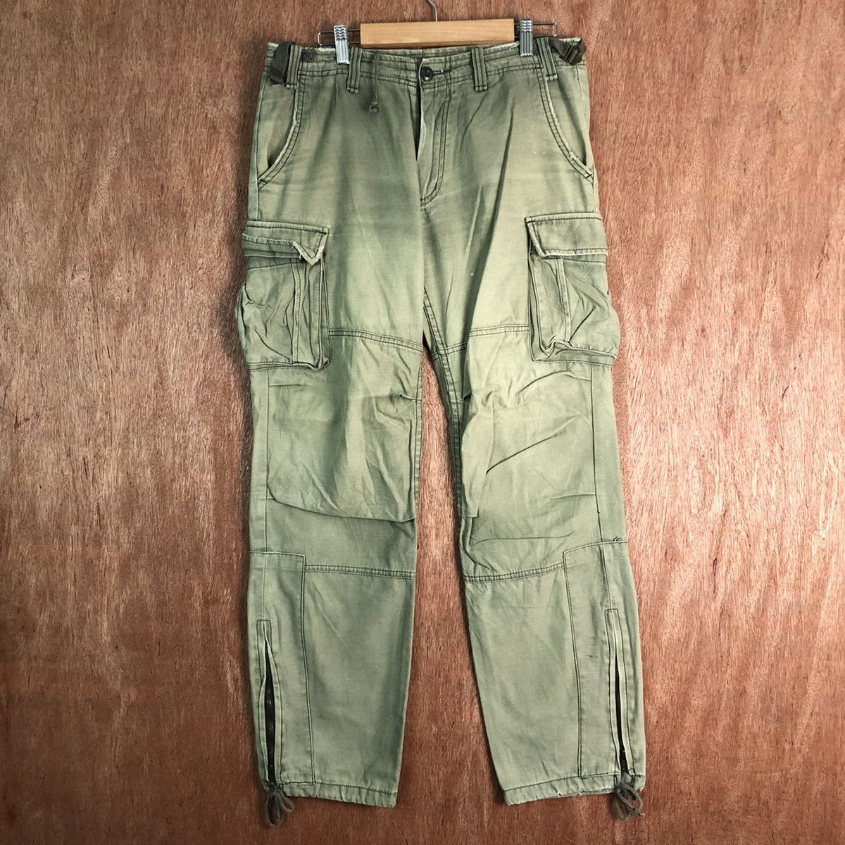 Japanese Brand × StraightFaded DLL Jungle Storm faded Green Multipocket Cargo Pants #C113 Size US 31 - 1 Thumbnail