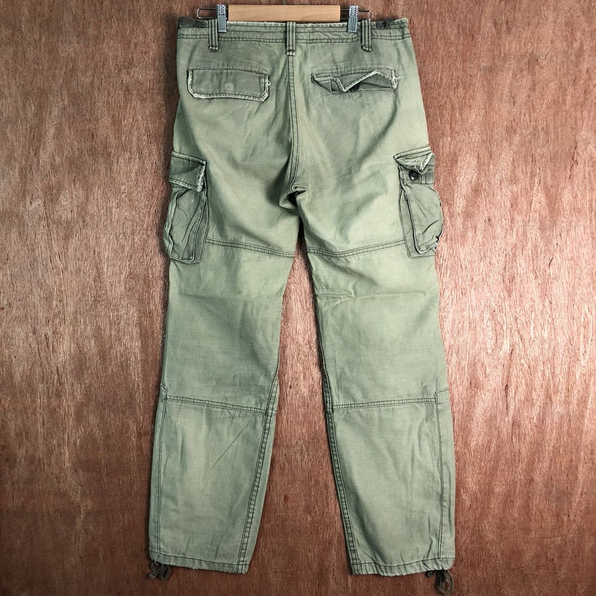 Japanese Brand × StraightFaded DLL Jungle Storm faded Green Multipocket Cargo Pants #C113 Size US 31 - 9 Thumbnail