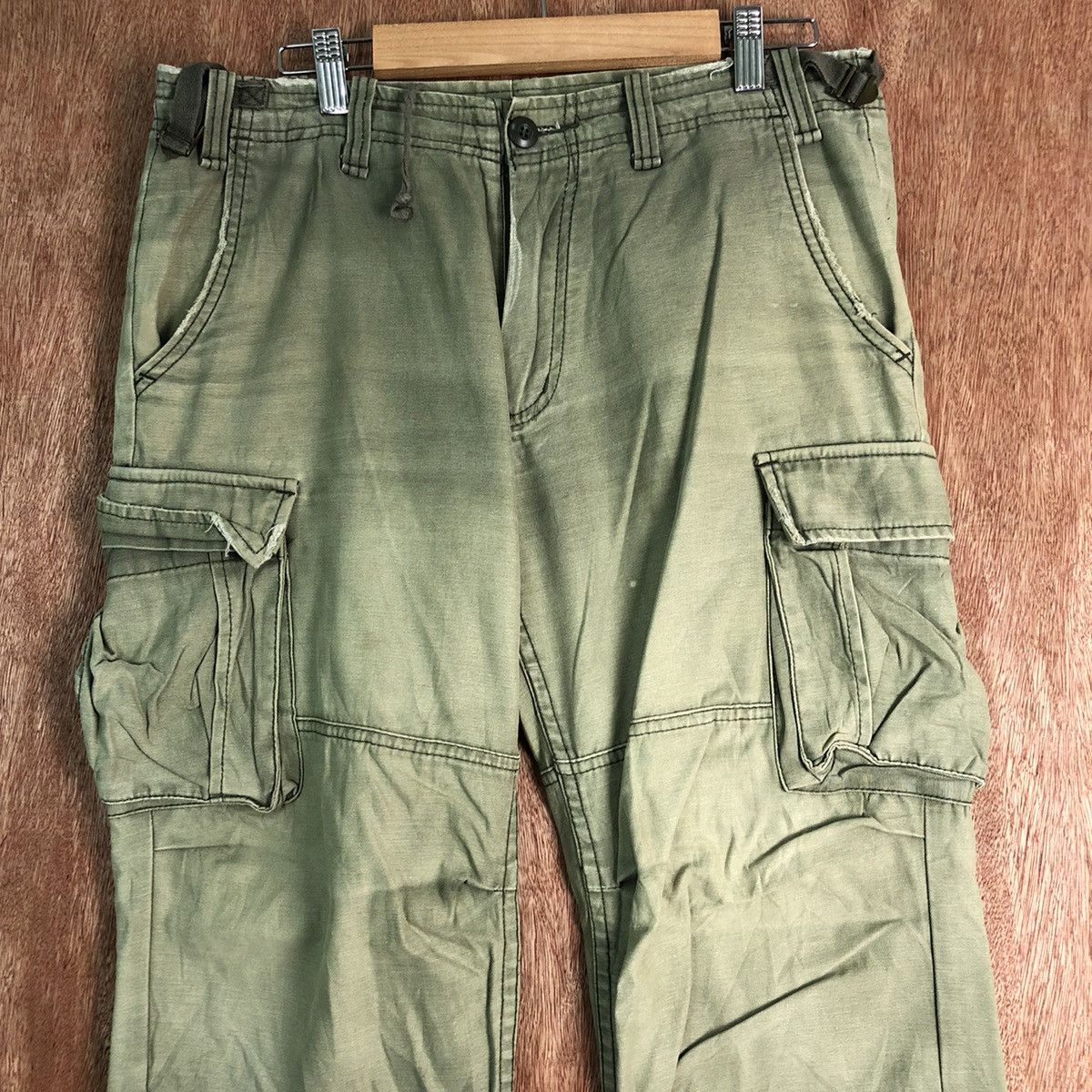 Japanese Brand × StraightFaded DLL Jungle Storm faded Green Multipocket Cargo Pants #C113 Size US 31 - 2 Thumbnail