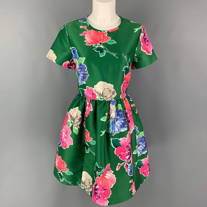 Kate Spade Green Pink Polyester Floral ALine Dress Grailed