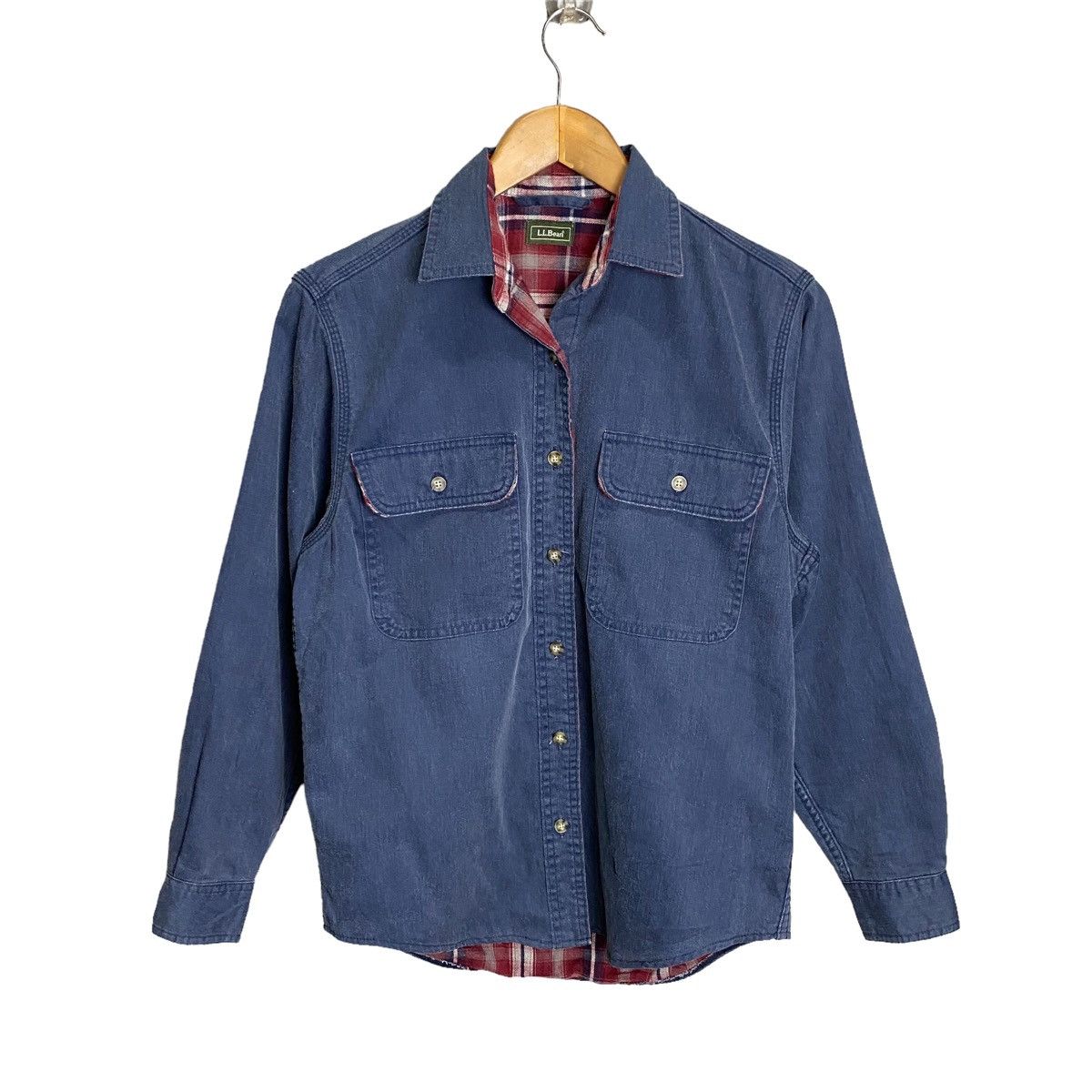 image of L L Bean x Outdoor Life Ll Bean Flannel Butyon Up in Blue, Women's (Size XS)