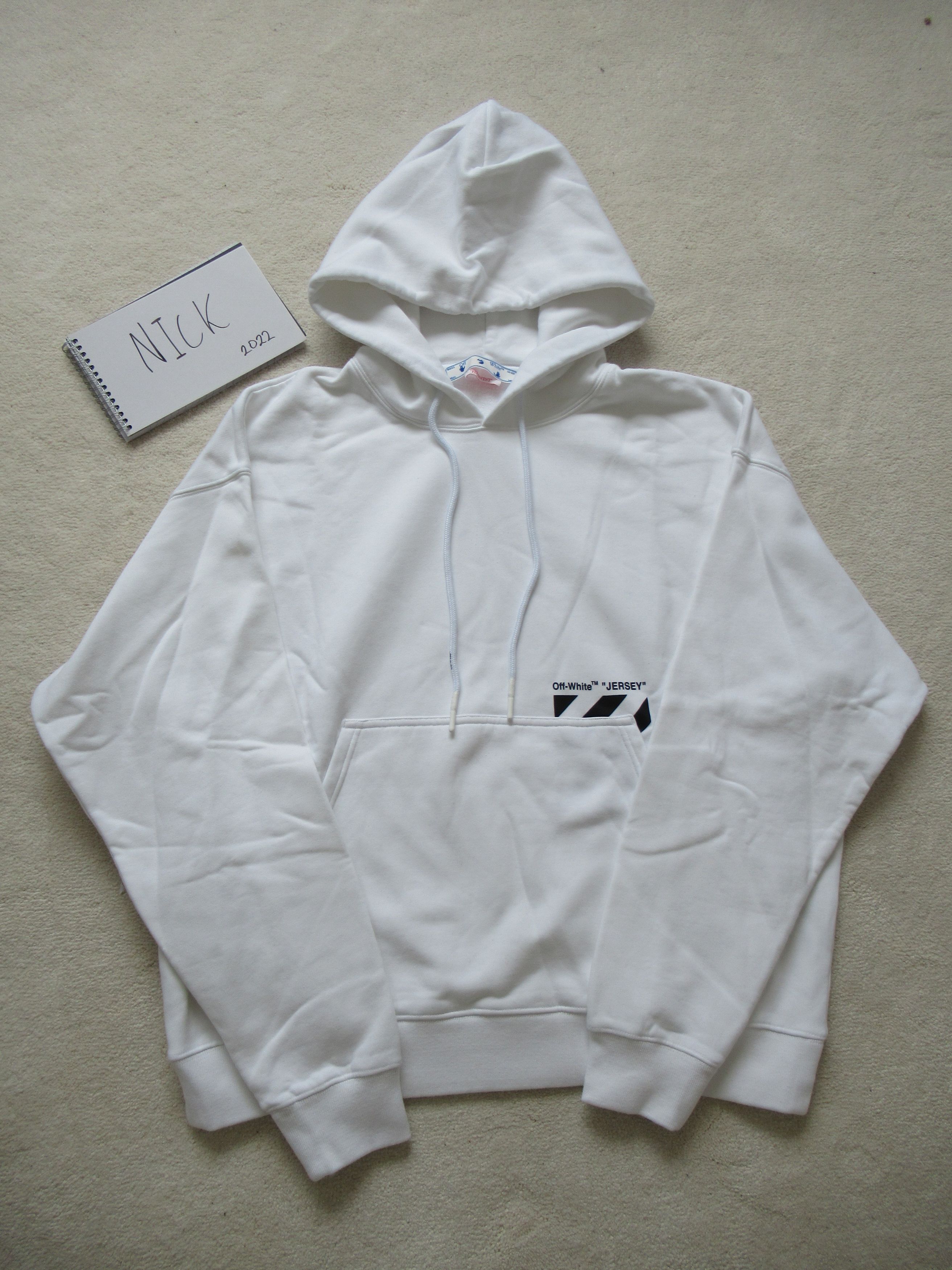 Pre-owned Off-white Hoodie Chest Stripes Medium Virgil In White