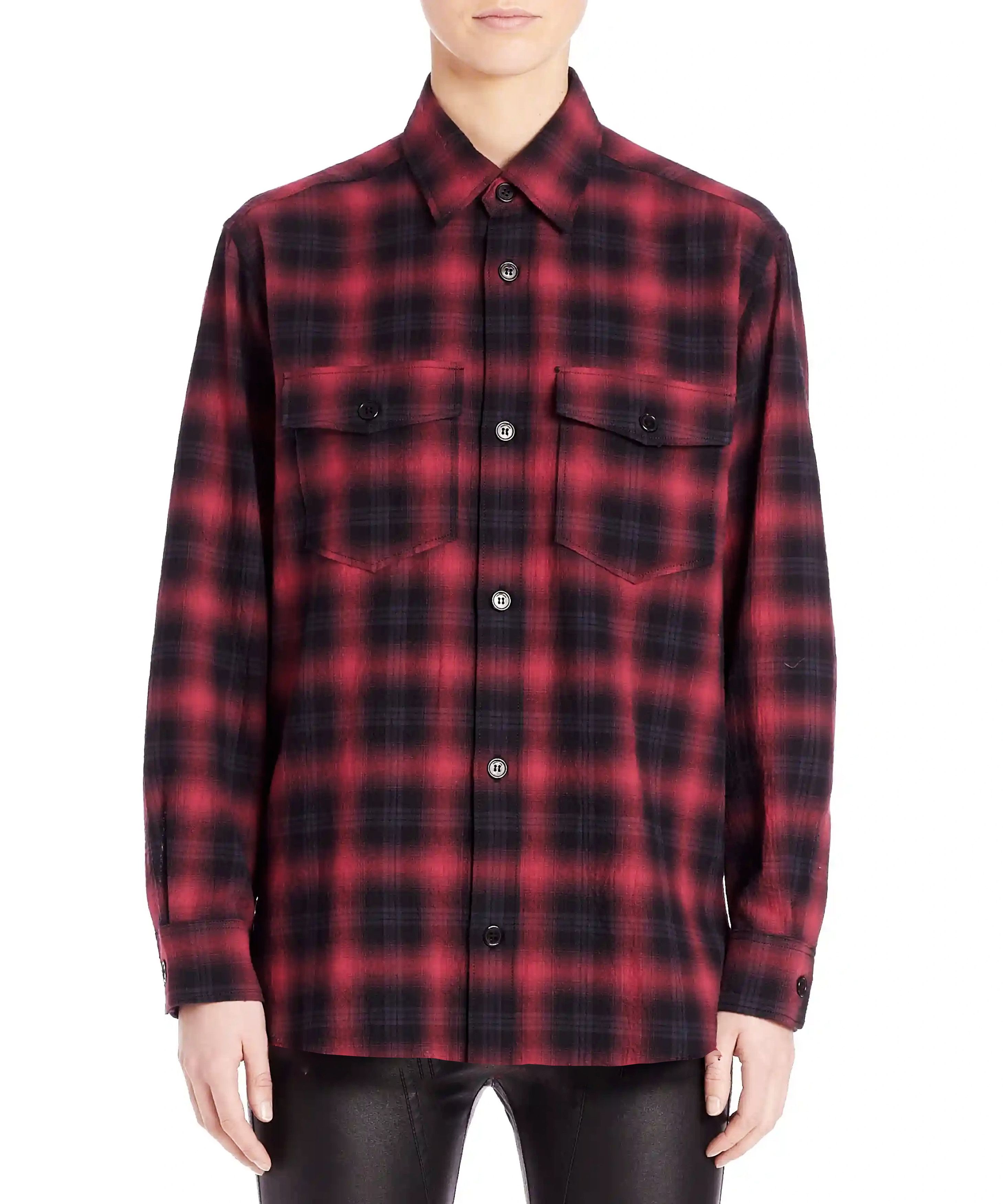 Saint Laurent Paris SAINT LAURENT Shirt Long Sleeve Flannel Button Up Check Size US S / EU 44-46 / 1 - 1 Thumbnail