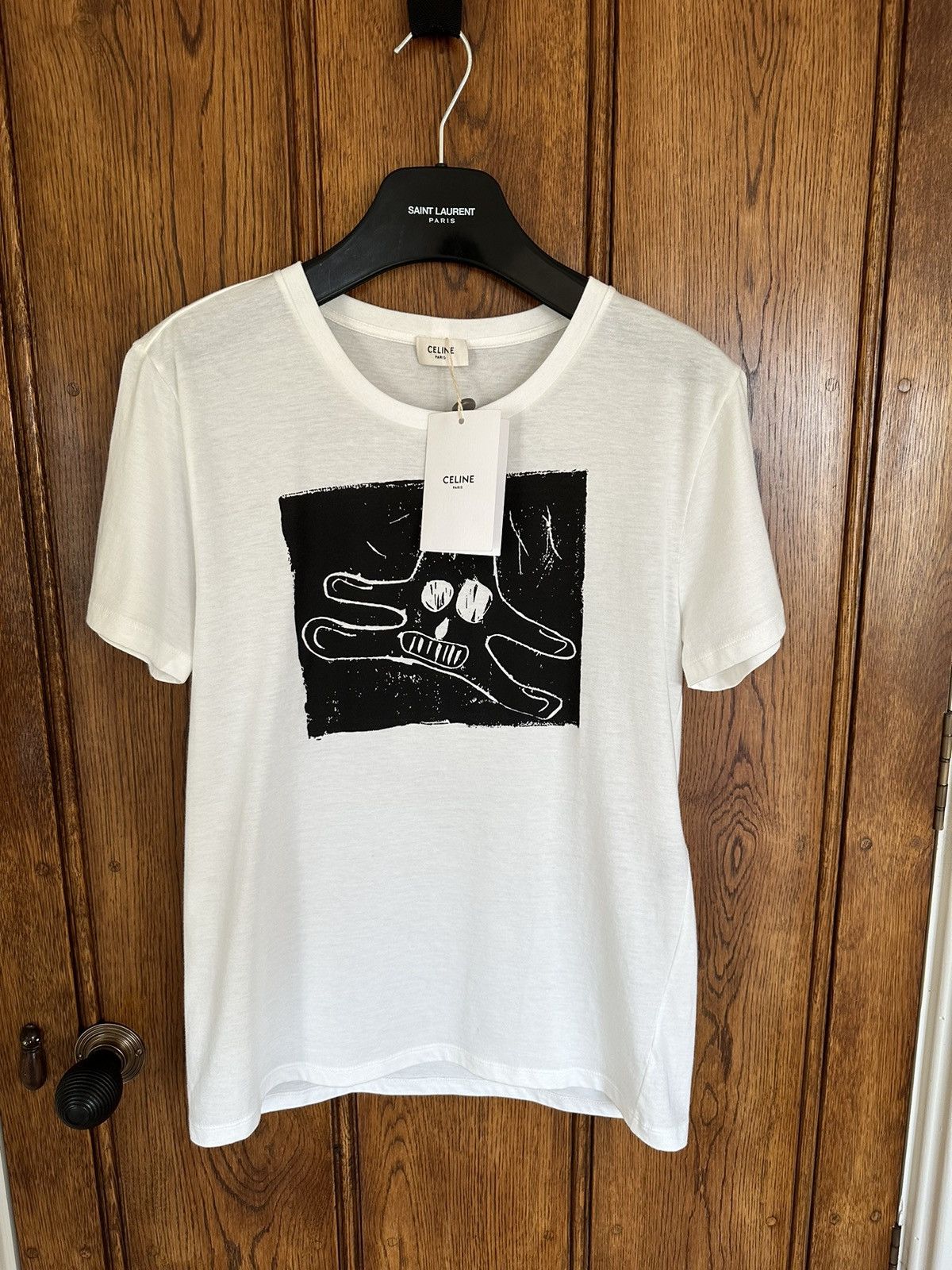 Image of Celine André Butzer The Wanderer Print T Shirt Hedi Slimane in White, Men's (Size Small)