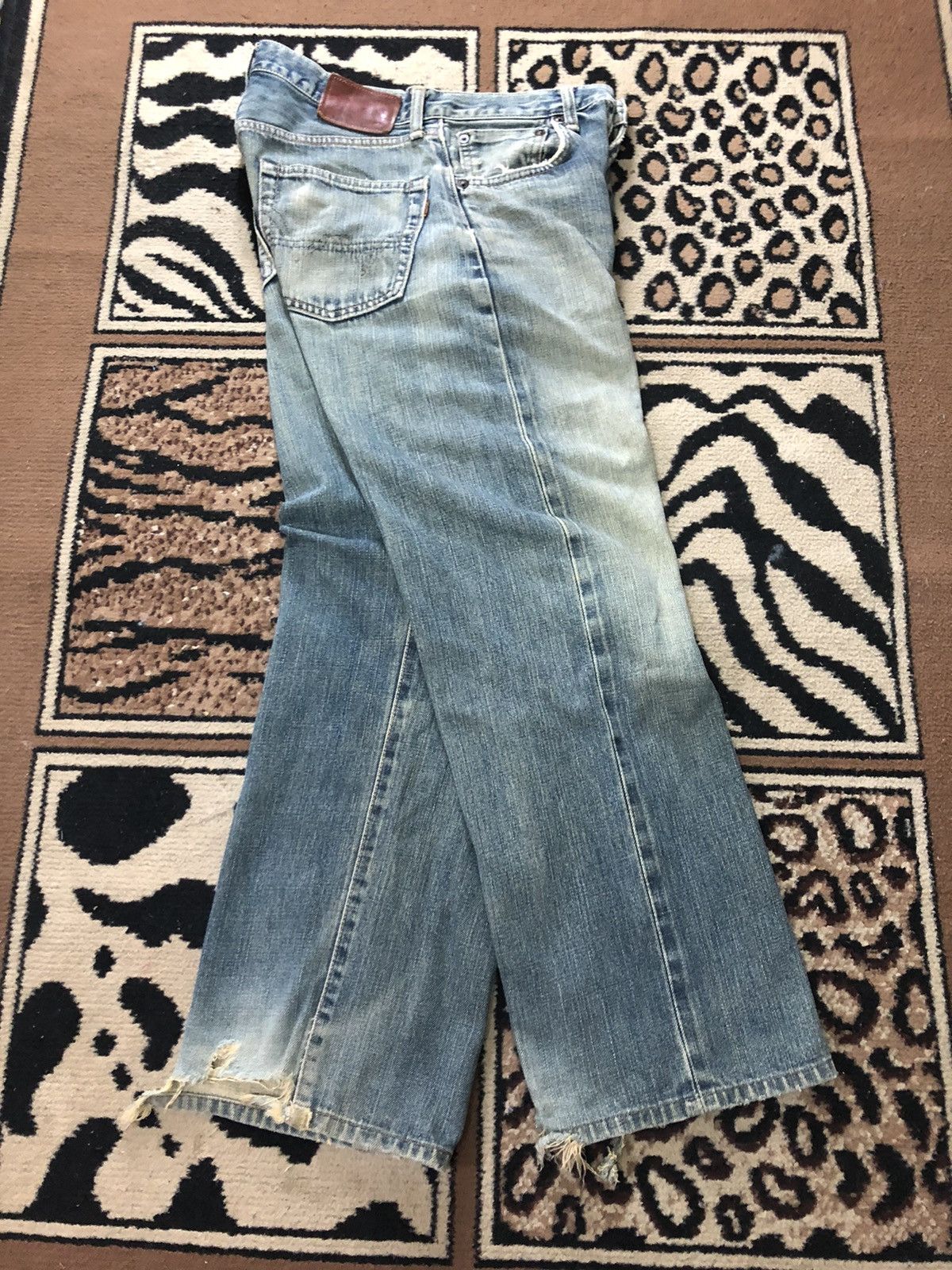 Edwin × Salvage × Vintage VINTAGE SELVEDGE EDWIN 505x DISTRESSED BLUE WASH DENIM Size US 27 - 15 Thumbnail