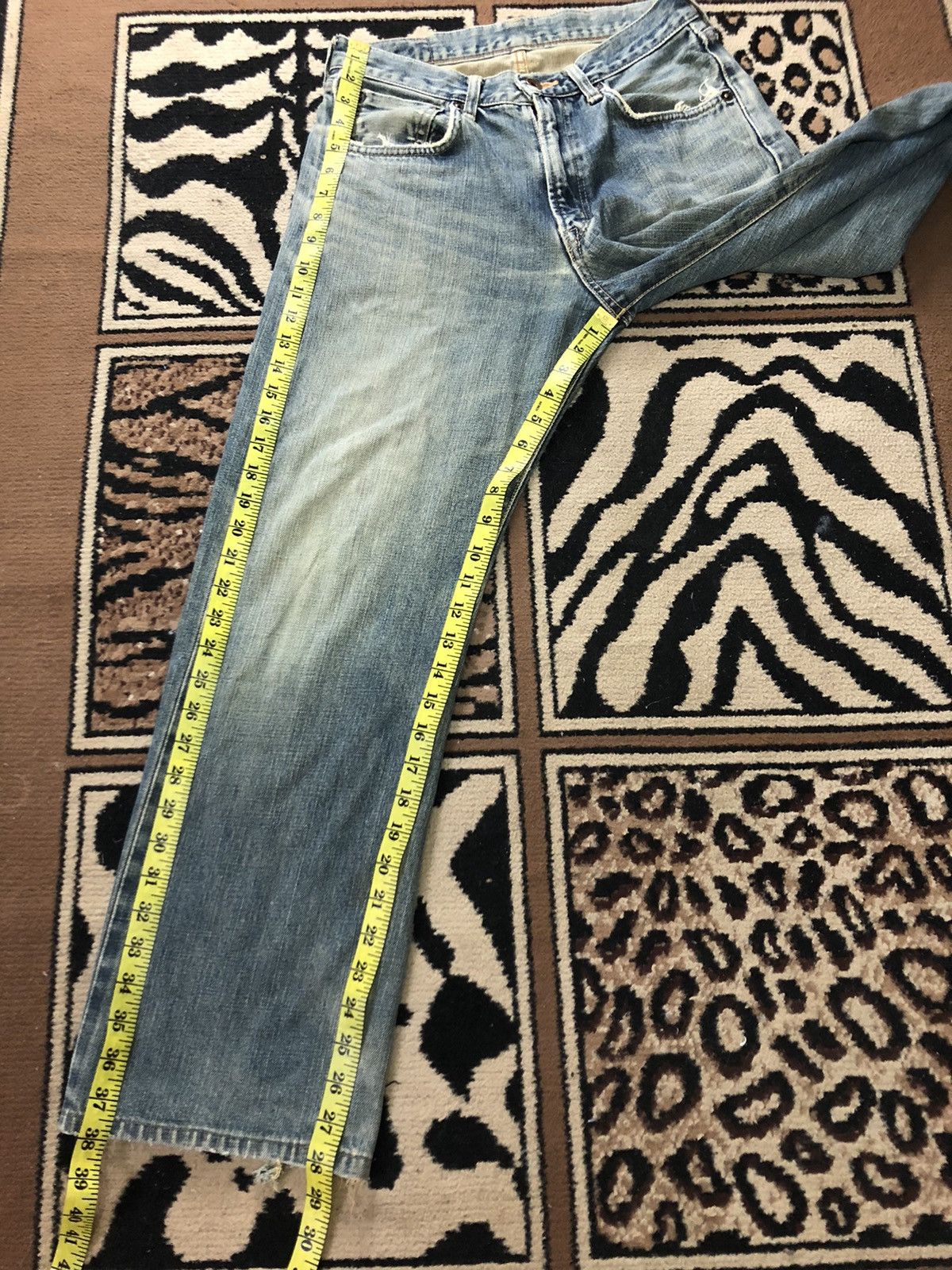 Edwin × Salvage × Vintage VINTAGE SELVEDGE EDWIN 505x DISTRESSED BLUE WASH DENIM Size US 27 - 17 Thumbnail