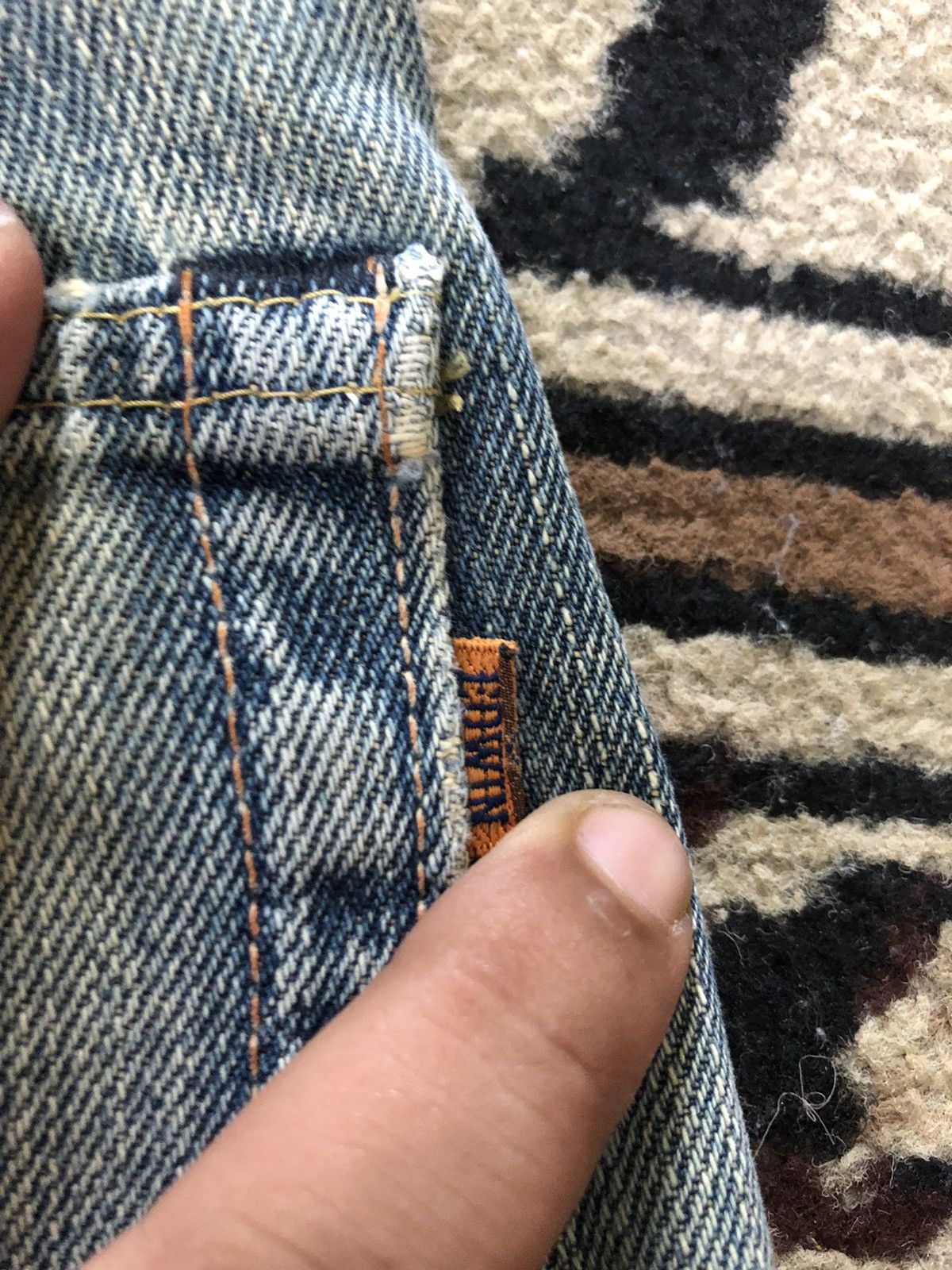 Edwin × Salvage × Vintage VINTAGE SELVEDGE EDWIN 505x DISTRESSED BLUE WASH DENIM Size US 27 - 13 Thumbnail