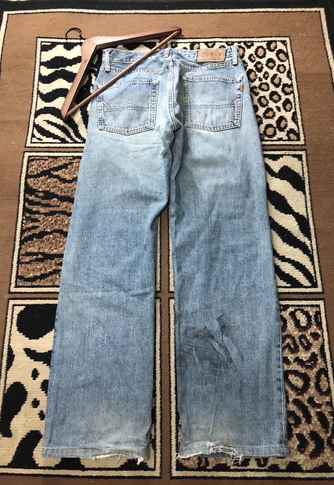 Edwin × Vintage VINTAGE SELVEDGE EDWIN 505x BLUE WASH DISTRESSED DENIM Size US 30 / EU 46 - 9 Thumbnail