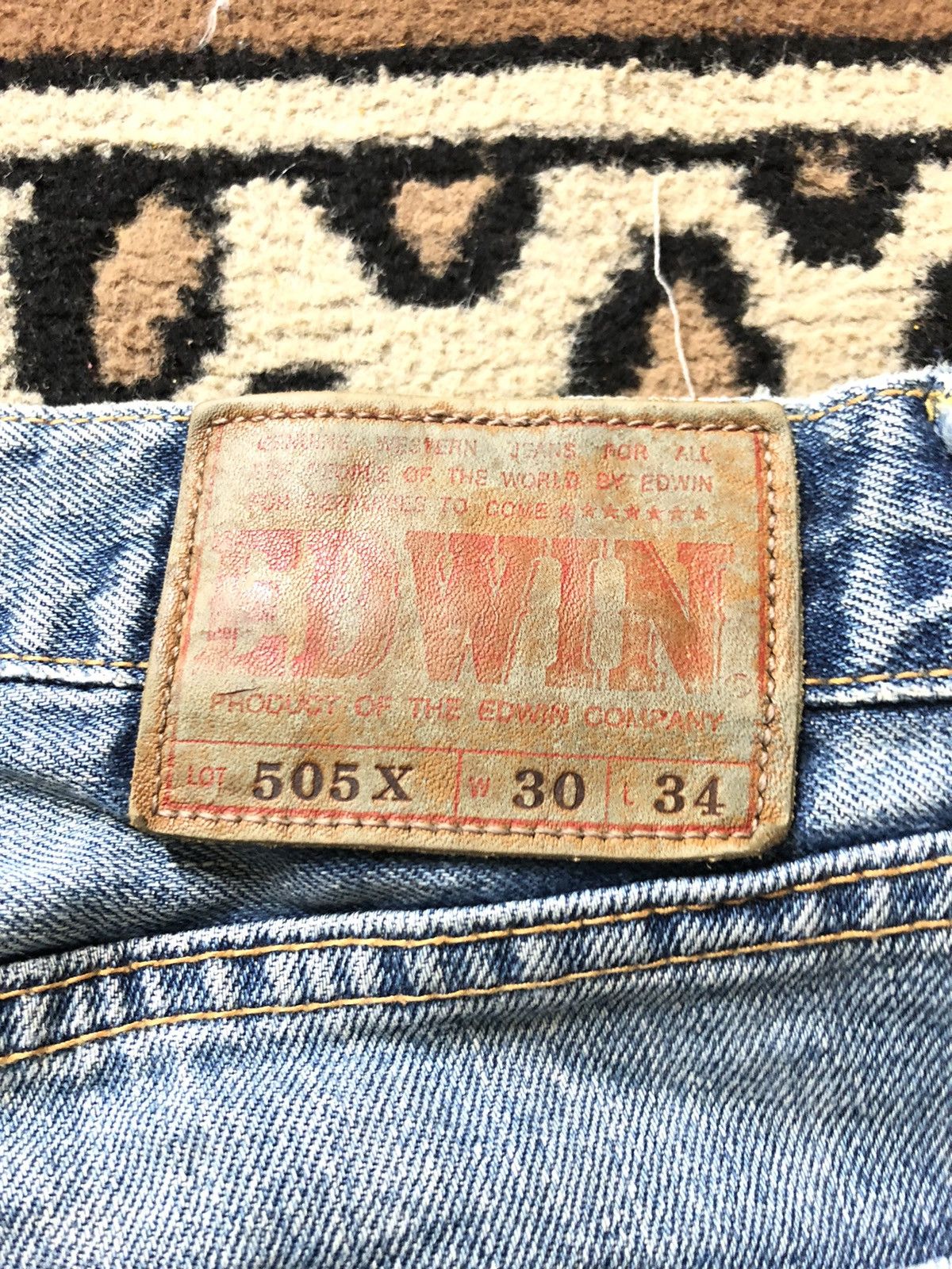 Edwin × Vintage VINTAGE SELVEDGE EDWIN 505x BLUE WASH DISTRESSED DENIM Size US 30 / EU 46 - 12 Thumbnail