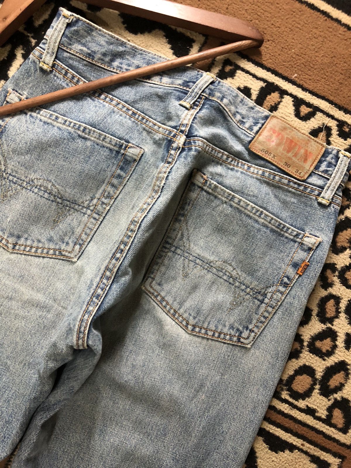 Edwin × Vintage VINTAGE SELVEDGE EDWIN 505x BLUE WASH DISTRESSED DENIM Size US 30 / EU 46 - 10 Thumbnail