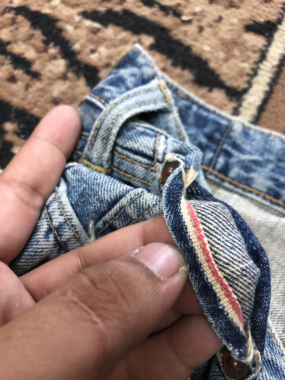 Edwin × Vintage VINTAGE SELVEDGE EDWIN 505x BLUE WASH DISTRESSED DENIM Size US 30 / EU 46 - 4 Thumbnail