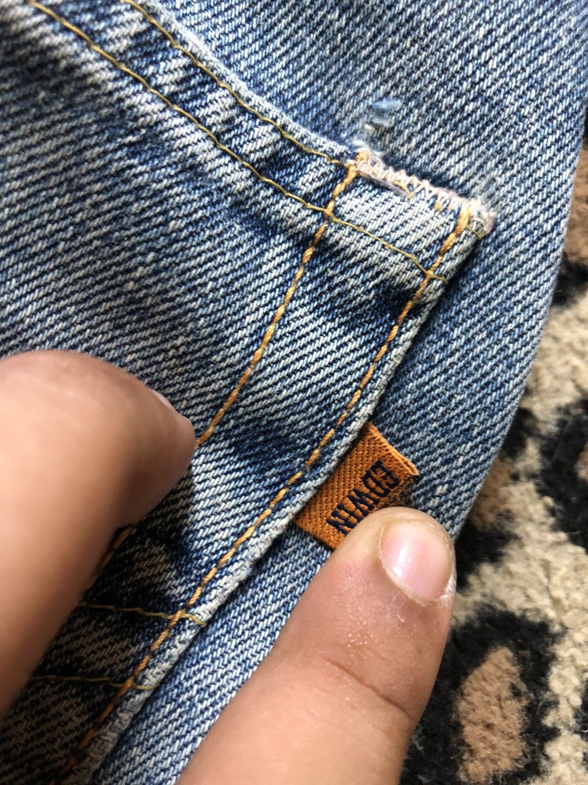 Edwin × Vintage VINTAGE SELVEDGE EDWIN 505x BLUE WASH DISTRESSED DENIM Size US 30 / EU 46 - 11 Thumbnail