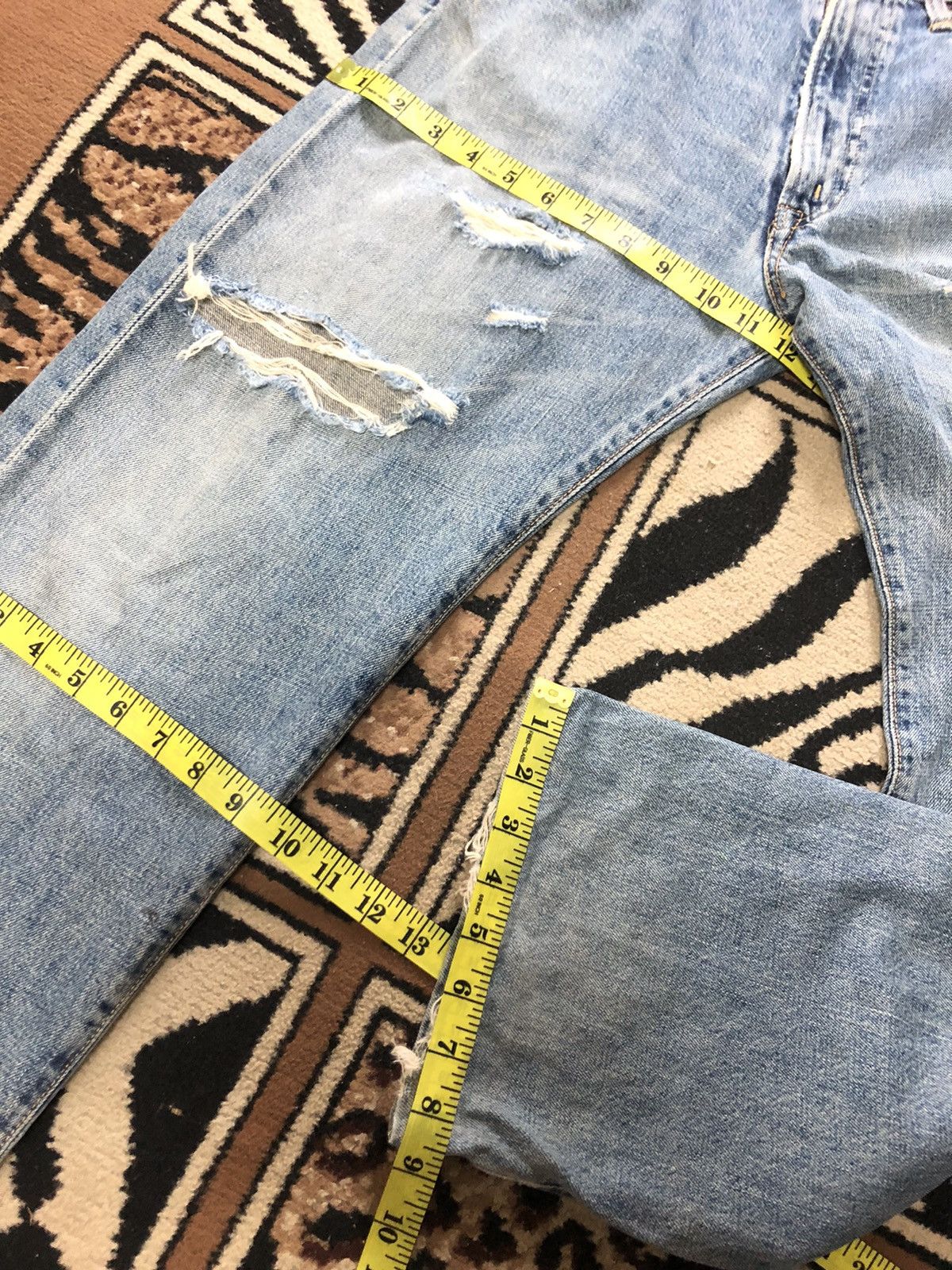 Edwin × Vintage VINTAGE SELVEDGE EDWIN 505x BLUE WASH DISTRESSED DENIM Size US 30 / EU 46 - 17 Thumbnail