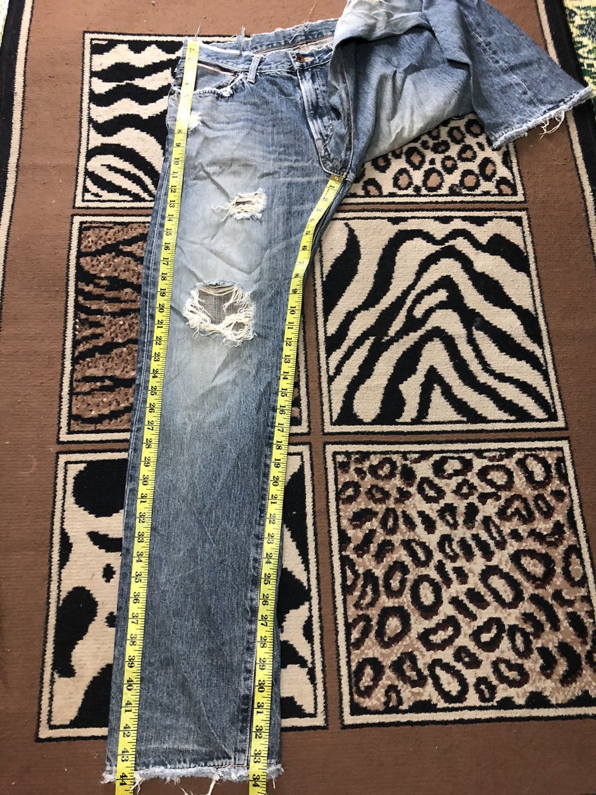 Edwin × Vintage VINTAGE SELVEDGE EDWIN 505 BLUE WASH DISTRESSED DENIM Size US 31 - 16 Thumbnail