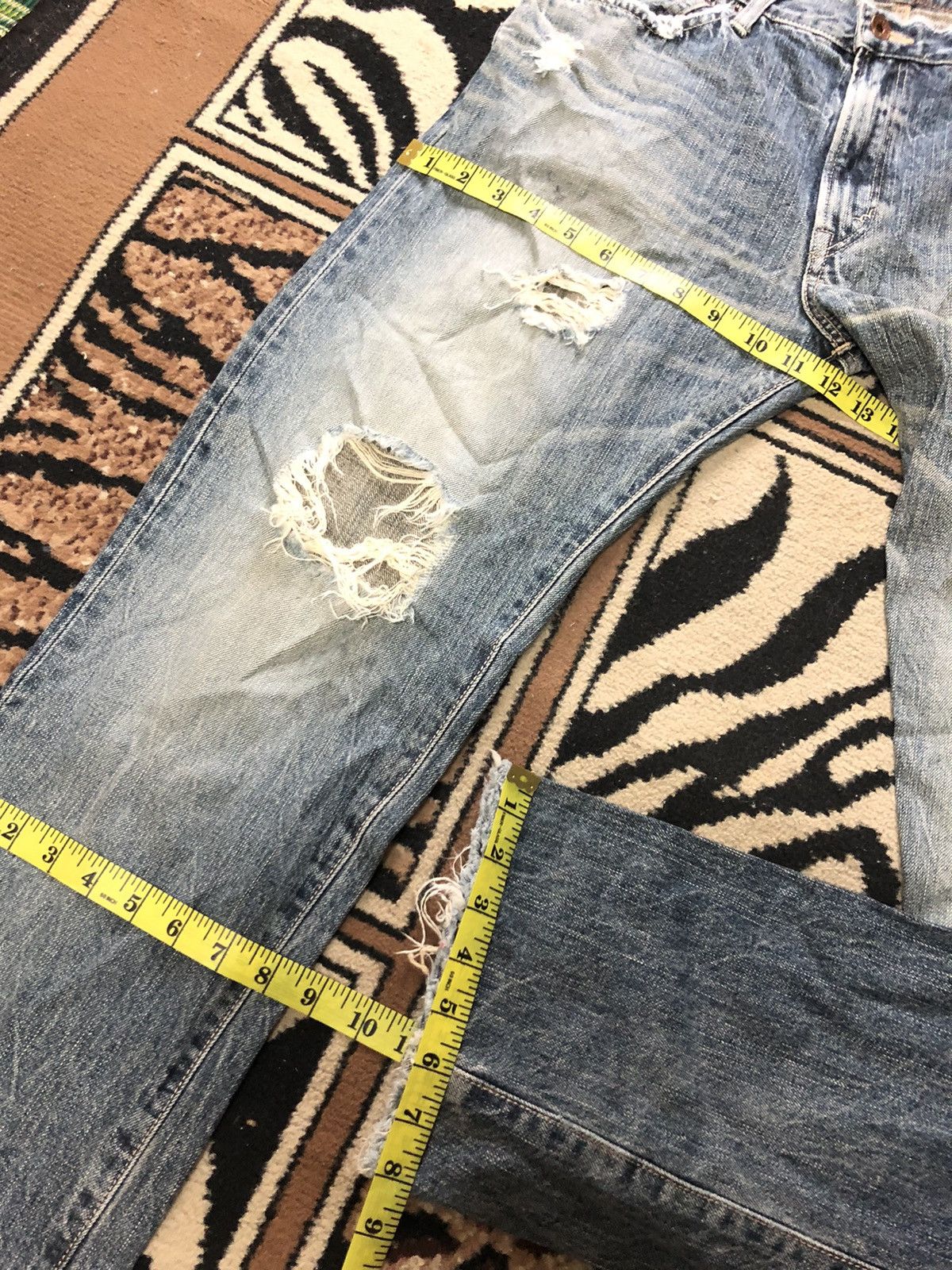 Edwin × Vintage VINTAGE SELVEDGE EDWIN 505 BLUE WASH DISTRESSED DENIM Size US 31 - 17 Thumbnail