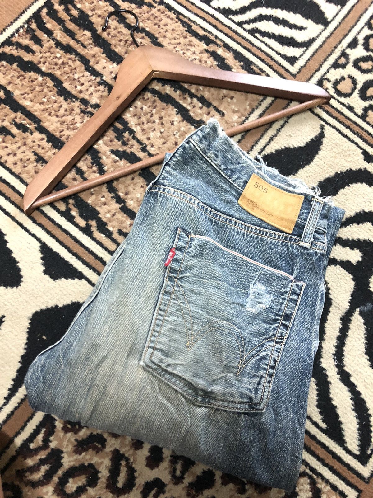 Edwin × Vintage VINTAGE SELVEDGE EDWIN 505 BLUE WASH DISTRESSED DENIM Size US 31 - 18 Thumbnail