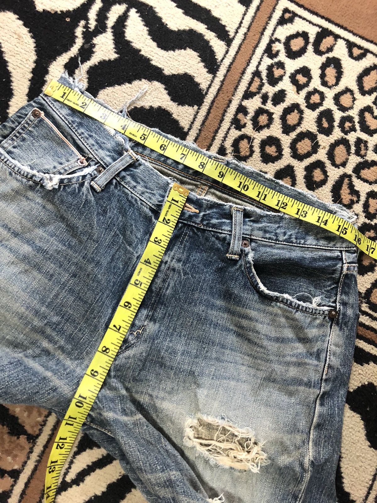 Edwin × Vintage VINTAGE SELVEDGE EDWIN 505 BLUE WASH DISTRESSED DENIM Size US 31 - 15 Thumbnail