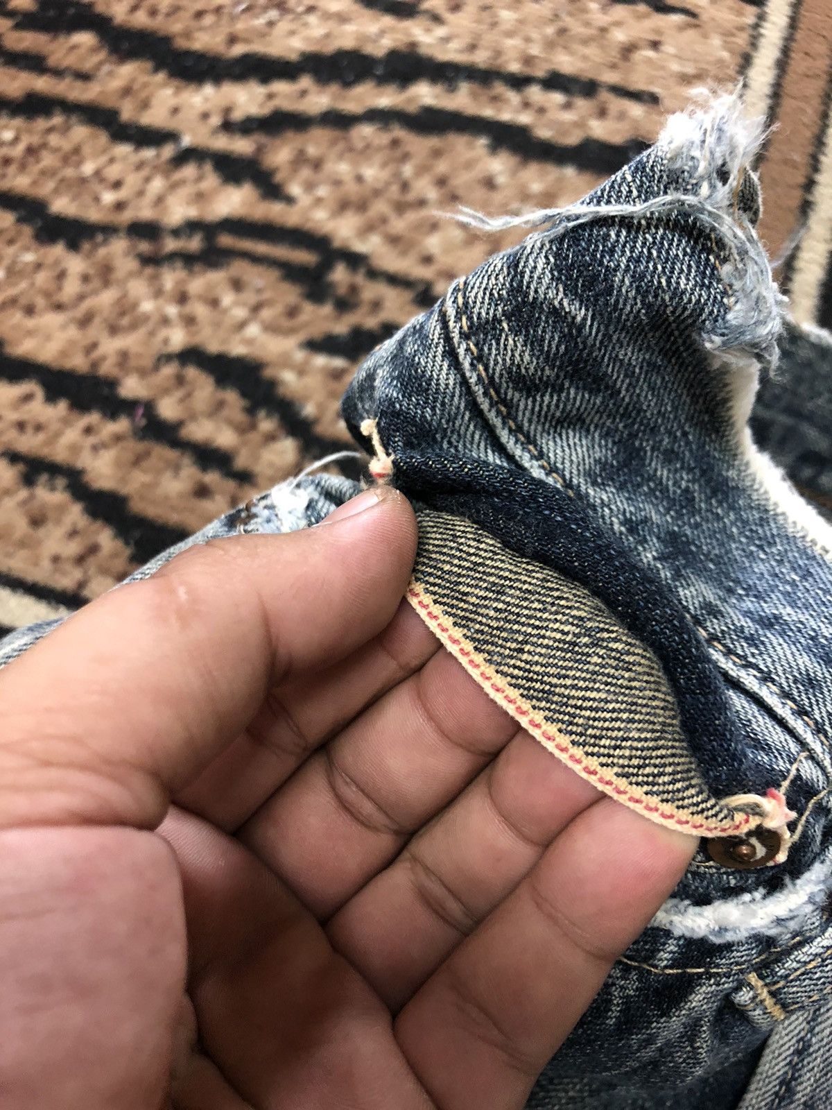 Edwin × Vintage VINTAGE SELVEDGE EDWIN 505 BLUE WASH DISTRESSED DENIM Size US 31 - 4 Thumbnail
