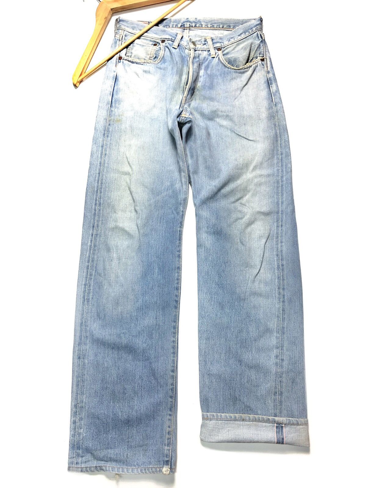 image of Vintage Edwin 5054 Selvedge Blue Wash Distressed Denim, Men's (Size 31)