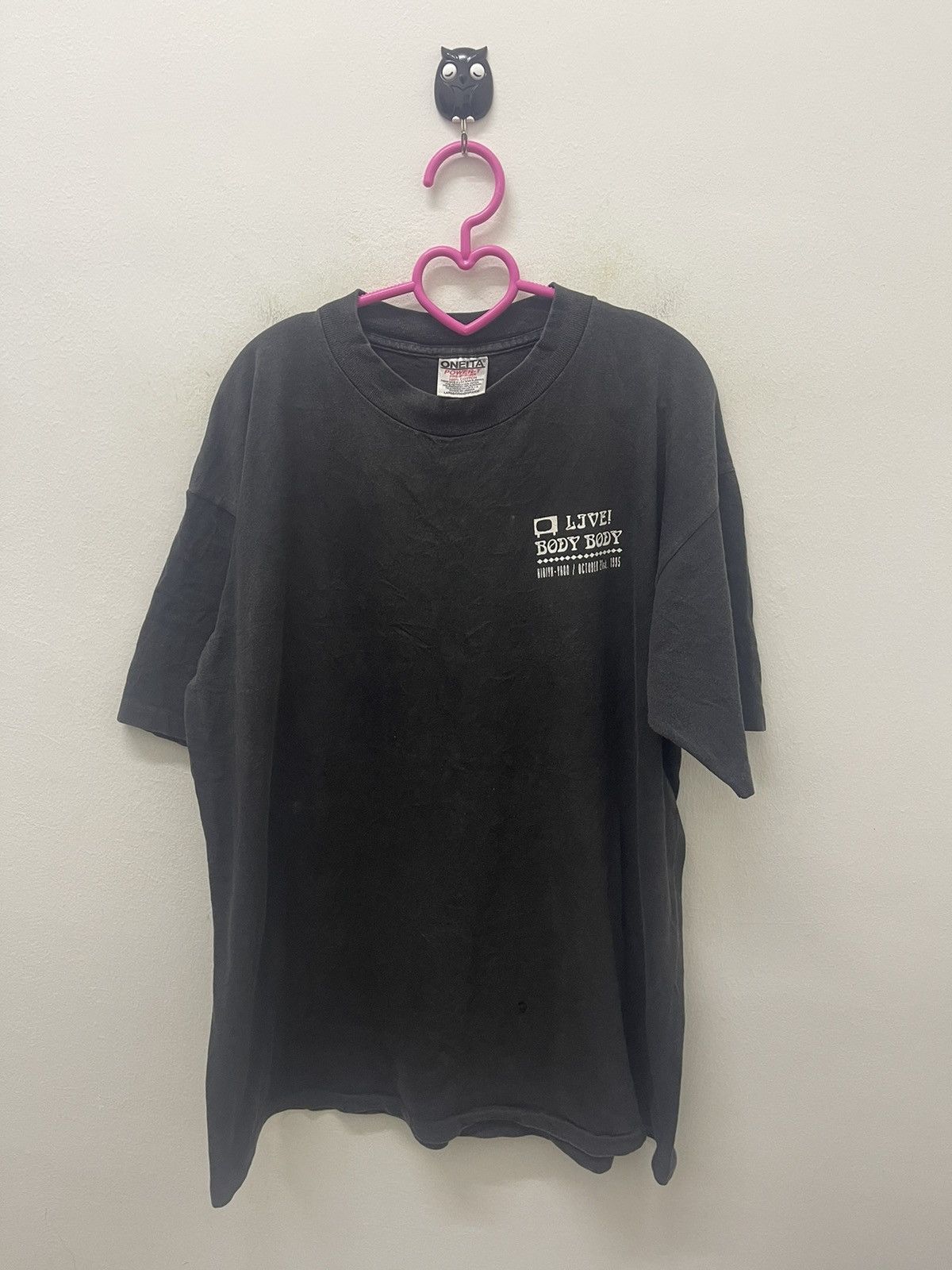 Band Tees Rare 90s Vintage LIVE! BODY BODY Japan Hibiya Yaon 1995 Size US L / EU 52-54 / 3 - 4 Thumbnail