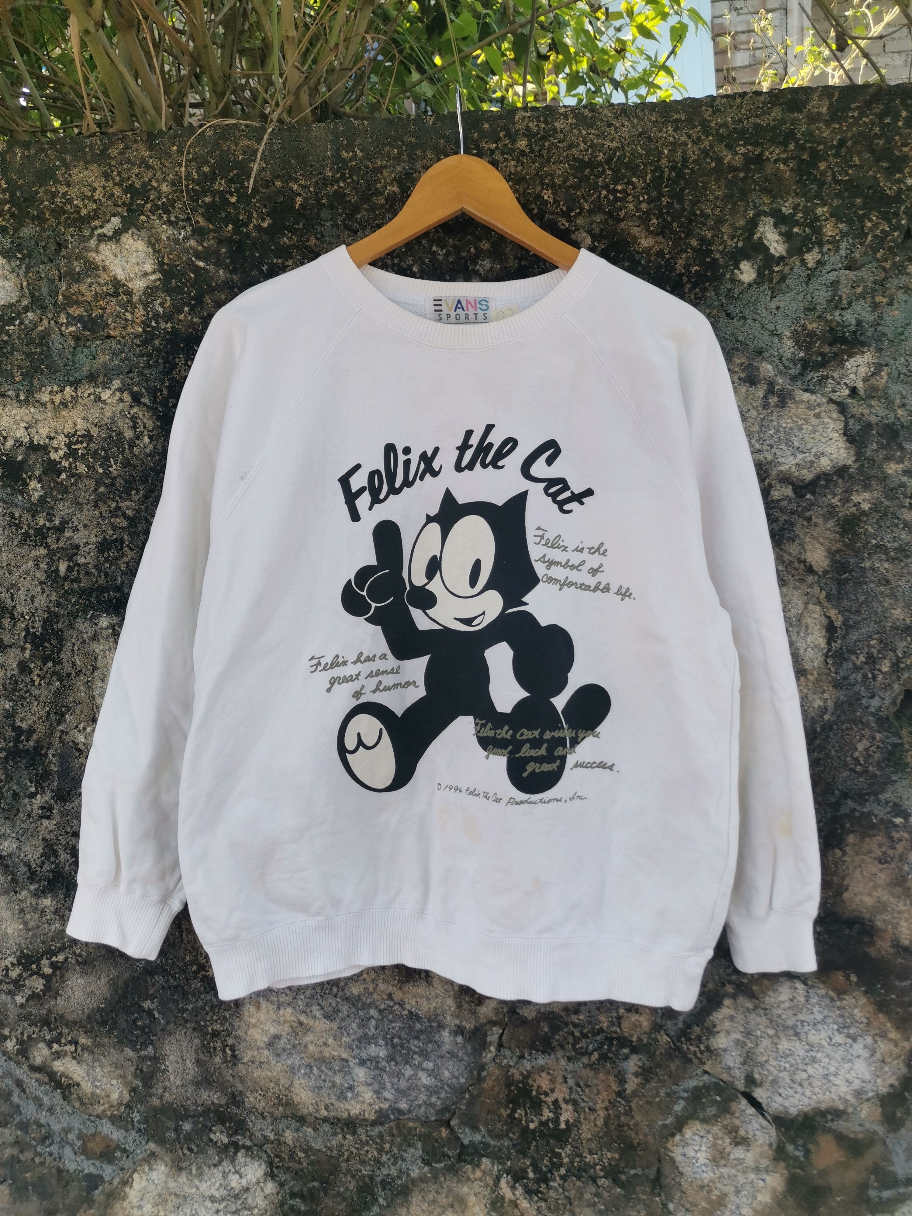 image of 1994 Felix The Cat Cartoon Anima Sweatshirt in White, Men's (Size Medium)