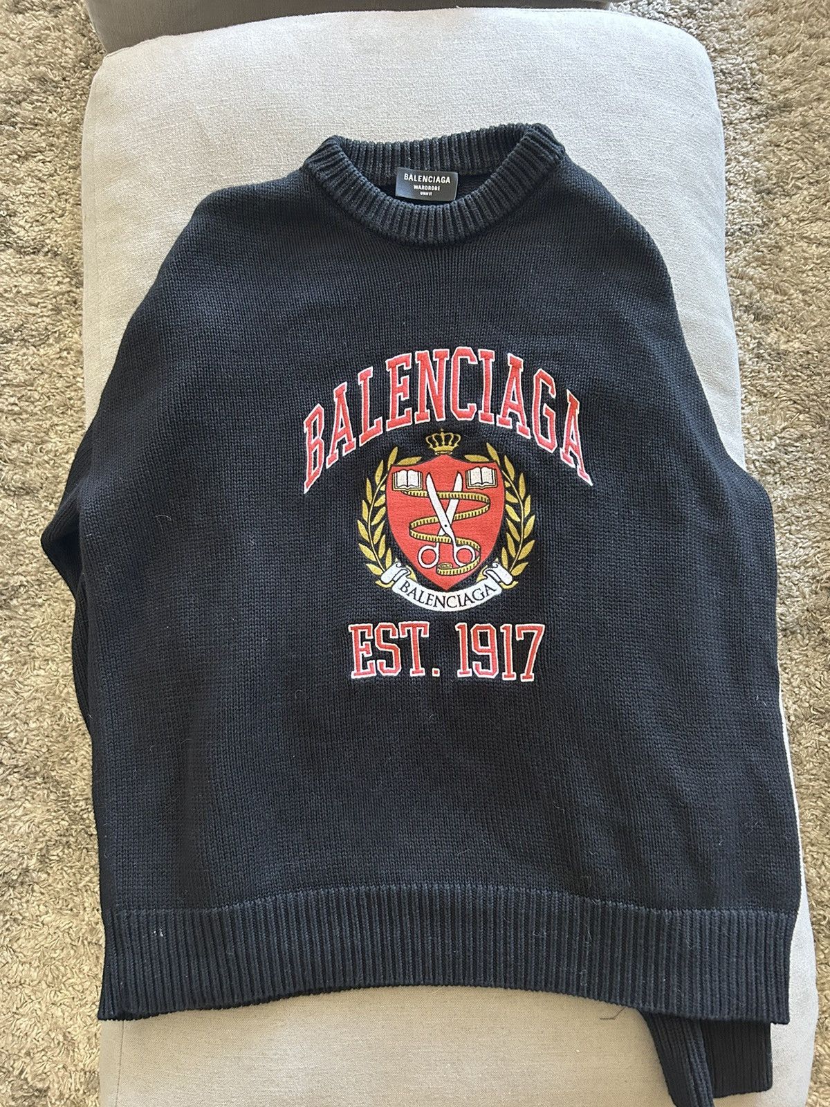 Balenciaga Balenciaga College Crest Knit Sweater | Grailed