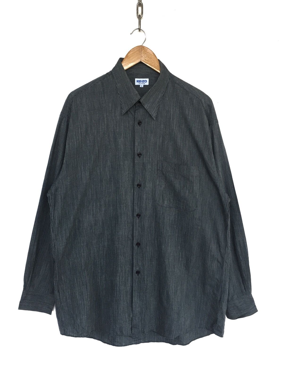 Kenzo Kenzo Homme Striped Rayon Cotton O/S Button Shirt Size US L / EU 52-54 / 3 - 2 Thumbnail