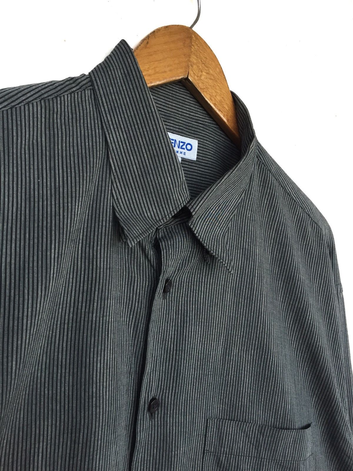 Kenzo Kenzo Homme Striped Rayon Cotton O/S Button Shirt Size US L / EU 52-54 / 3 - 3 Thumbnail