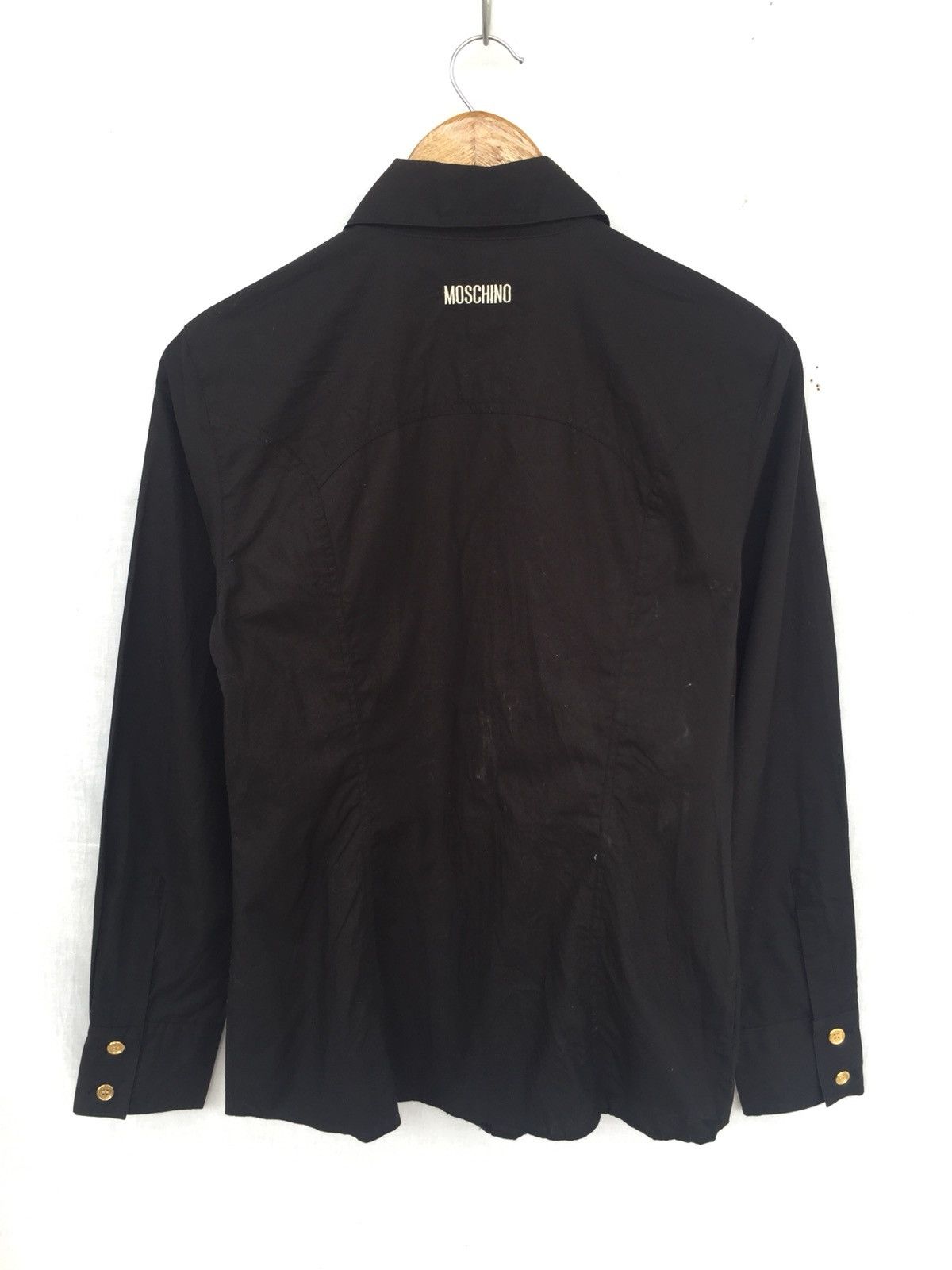 Moschino 90s Moschino 🇮🇹 Black Slim Fit Button Up Shirt Size US S / EU 44-46 / 1 - 4 Thumbnail