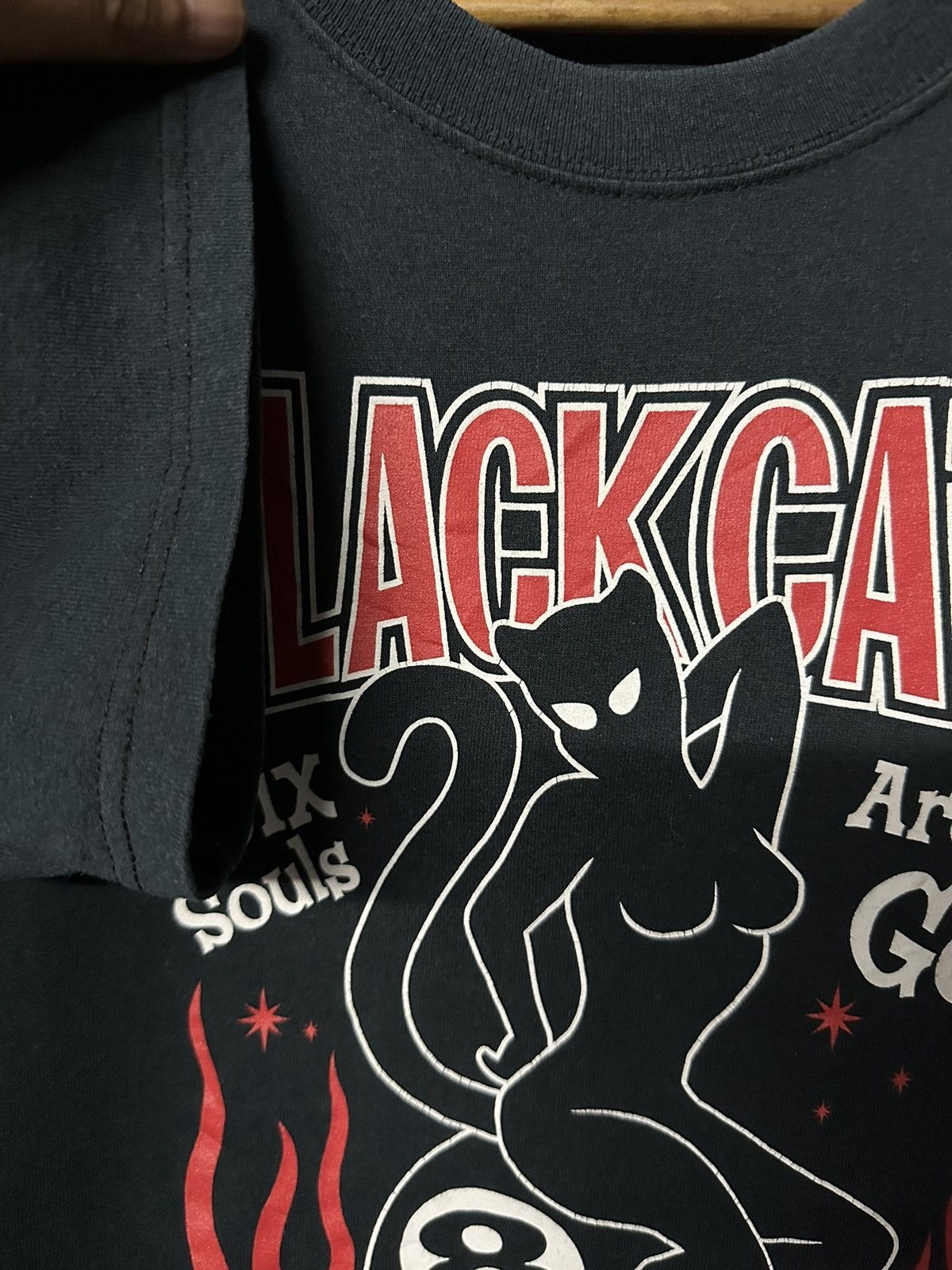 Anvil × Japanese Brand × Vintage Vintage Cream Soda Black Cats 8 Ball Japan Faded Tee Size US M / EU 48-50 / 2 - 5 Thumbnail